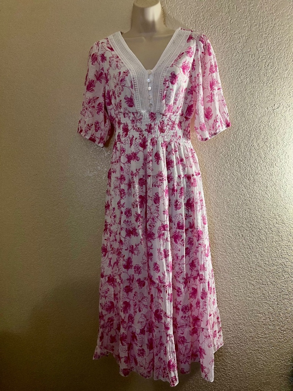J GEE White & Pink Floral Maxi Dress